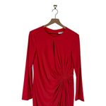 Mac Duggal  Long Sleeve Keyhole Draped Gown Red Sz 10 NWT Formal Maxi Dress 55708 Photo 3