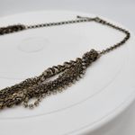 Vtg Layered Chain Necklace 28" Gold Tone Beaded Rhinestone Accent Rustic Rocker Photo 7