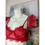 Buenamosota Red Sheer Lace Floral Ruffle Bra Adjustable Straps Size XL Photo 1