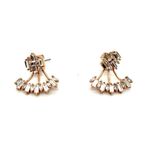 Jacket Earrings w/ Cuff Rose Gold Tone & Crystals White Photo 3
