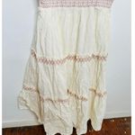 Splendid Women's White Pink Cotton Colorful Trim Riviera Maxi Dress Size XL Photo 5