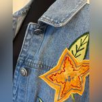 Butterfly and Stars Embroidered Denim Jacket light wash button front Size Small Blue Photo 5