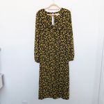 Topshop Womens Dress Size 12 Black Yellow Floral Midi Boho Romantic Cottage 90s Photo 1