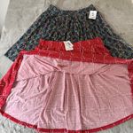 LuLaRoe NWT 2  Madison Skirt‎ 3XL Red White Plaid Print Floral Cottagecore Soft Photo 2