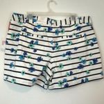 Elle NEW NWT White Black Blue Green Floral Striped Cotton Blend Short Shorts 16 Photo 5