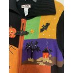 Tiara International Vintage  Halloween Beaded Witch Spider Web Sweater Cardigan Photo 5