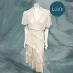 Lulus | Swiss Dot Ruffled Midi Dress in Cream NWT Style: Next to You Photo 8