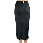 Aerie NEW Women's Black Ribbed Knit Pull On Slip Midi Pencil Slit Skirt Size XXS Photo 2