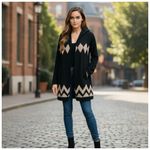 Project Women’s Open Front Cardigan With Hood. Navy, Off Photo 1