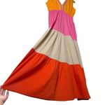 NEW Vilagallo Mandarin Tiered Maxi Dress V Photo 6