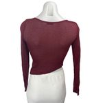 Princess Polly Pratt Red Long Sleeve Knit Sheer Asymmetric Hem Crop Top Size 0 Photo 1