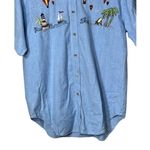 Christopher & Banks Christopher‎ & Banks Vintage Embroidered Beach Balloon Scene Button Up Shirt M Photo 2