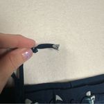 American Eagle Navy Blue Mini Skirt Heart Print Ruffled Drawstring Size Small Photo 9