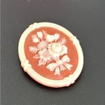 Vintage Avon Floral Cameo Brooch Orange Photo 5