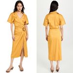 Cult Gaia  Calista Short Sleeve Faux Wrap Midi Dress‎ in Tumeric Gold Yellow Sz 2 Photo 1