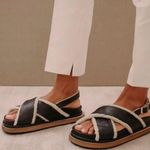 ALOHAS  Marshmallow - Black Leather and Shearling Sandals SIZE 10 (41) Photo 0