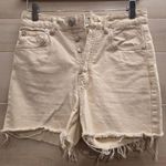 ZARA {2} Cream Tan Frayed Distressed Denim Shorts Photo 0