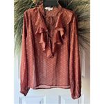 Molly Bracken  western long sleeve sheer tie neck high neck ruffle blouse small Photo 1
