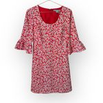 Draper James  Red Coral and Blue Floral Ruffle Sleeve Dress Photo 4