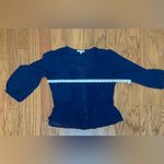 Skies Are Blue - Deep Navy Boho Long Sleeve Blouse Size M Photo 5
