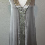 Alice + Olivia Beaded Silk Tank Dress Beige Size XS Photo 0