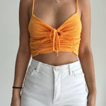 Almost Famous NWT slinky ruched crop top Photo 0