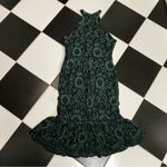 Alexia Admor  Lacy Midi Dress Sleeveless Ruffles Dark Green Black Ladder Stitch L Photo 6