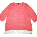 Style & Co  Woman NWT Womens Plus 2X 18 20 Coral Lace Hem Sweater HIPPIE BOHO New Photo 0