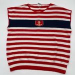Vintage Sweater Bazaar SZ Med? Sleeveless Sweater Knit Red White Blue Patriotic Photo 0