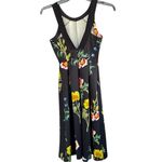 ASOS NWT Black Floral Full Skirt Midi Dress Size 4 Photo 6