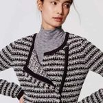 Loft 2/$30 Striped Tweed Boucle Knit Asymmetrical Zip Up Moto Blazer Jacket Photo 2