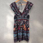 Anthropologie  V-Neck Plunge Tunic Mini Dress‎ Black Motif Jungle Size XS Photo 6