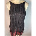 Parker Red/Black Monaco Beaded Feather Hem Flapper Mini Dress Size S Photo 2