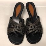 Cole Haan  black sandals with tan stitching womens size 8.5 kitten heels "ARUBA" Photo 1