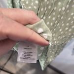 Hippie Rose Sage Green Polka Dot Long Sleeve Top‎ Smocked Peplum Blouse Photo 3