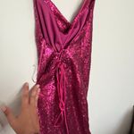 Lena Hot Pink Sequin Mini Dress with Lace up Back Photo 5