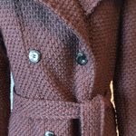 Calvin Klein Brown Wool Pea Coat with Classic Lapels useable but worn Photo 4