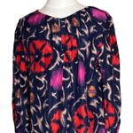 Velvet by Graham & Spencer Silk Cotton Ikat Blouse Navy Coral Boho Stylecore Blue Size XS Photo 0