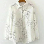 Ladies funky abstract faces‎ Print shirts women sketch print blouse casual shirt White Size undefined Photo 0