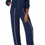 Spanx  AirEssentials Pique Full Zip Track Suit Set Blue Size L Photo 0