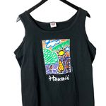Vintage Hawaii Tank Women’s Plus Size 2XL Tropical Sailboat Graphic Black USA Photo 1