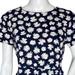 Old Navy  Dress Womens Medium Navy Blue White Floral Flower Daisies‎ Bloomcore Photo 5
