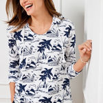 Talbots  Sail Away Scoop Neck Hoodie Size XL Nautical Beach Preppy Coastal Comfy Photo 0