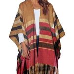 Woolrich NEW/NWT  Southwest Tan/Red Stripe Fringed Cozy Blanket Wrap One Size Photo 0