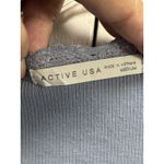 Active USA  Blue Ribbed Long Sleeve Crop V Neck‎ Lace Trim Top Size Medium Photo 2
