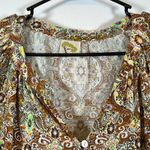 Fig and Flower Brown Green Long Sleeve Button V Photo 3