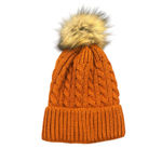 Rue 21 Beanie Hat Womens Beanie Burnt Orange Cable Knit Pom Pom Soft Warm Winter Photo 4