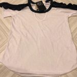 Chaser White T-Shirt w. Grey Ruffle Open Shoulder Photo 0
