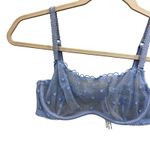 PINK - Victoria's Secret Pink Victoria Secret Demi Lace Bra Small Blue Heart Embroidery Unlined Photo 2