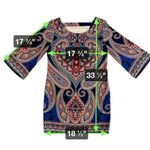 Pink Owl Boutique Art Deco Print Shift Midi Dress Blue Size Small Photo 3